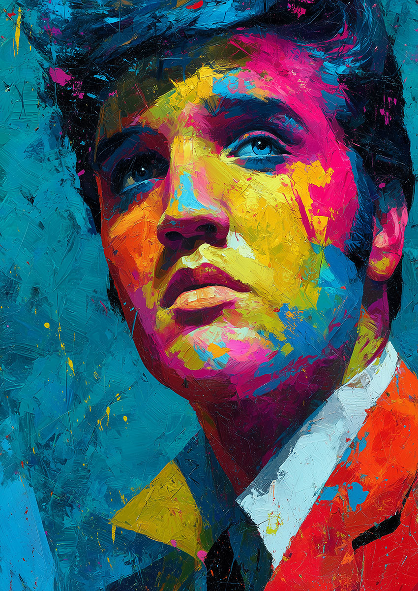 Elvis Presley Pop Art Portrait Canvas Print & Poster Wall Art - AI PRINT LAB